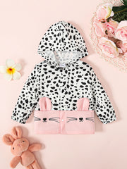 Spring And Autumn Boys And Girls  Coat Round Neck Long Sleeve Hooded Leopard Pattern Button Fashion And Warm Infant Toddler