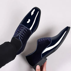 Classic PU Patent Leather Shoes for Men Casual Business Shoes Lace Up