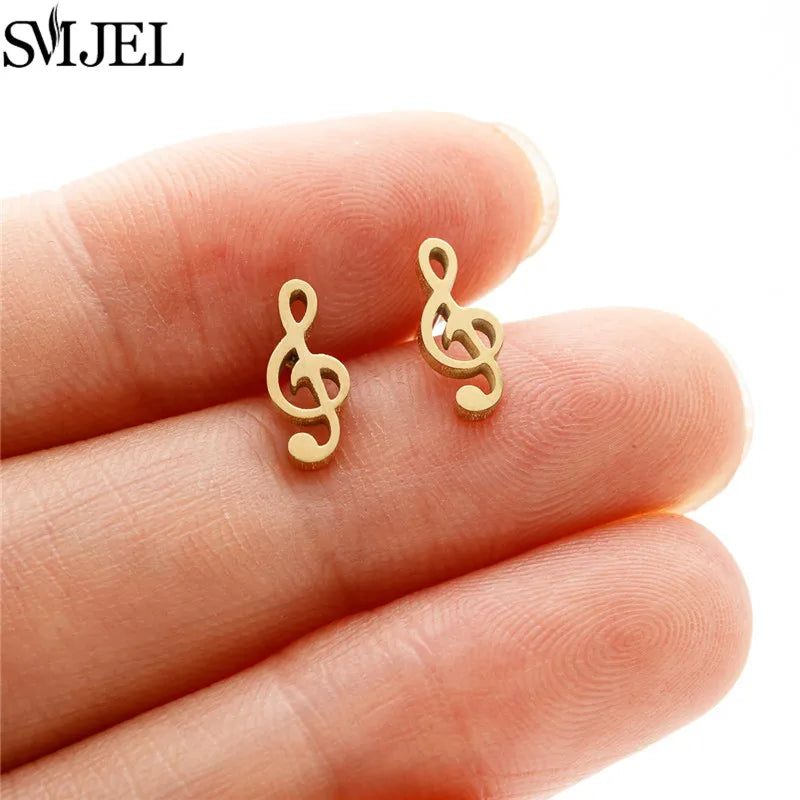 Golden Vintage Mandala leaf Pineapple Earrings for Women Trend Fairy Cup Stainless Steel Earring Punk Game Controller Studs Gift