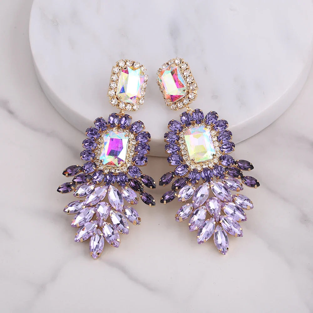 New Crystal Dangle Earrings For Women Rhinestone Earrings Weddings Ladies Party Fashion Jewelry Accessories Wholesale Gifts