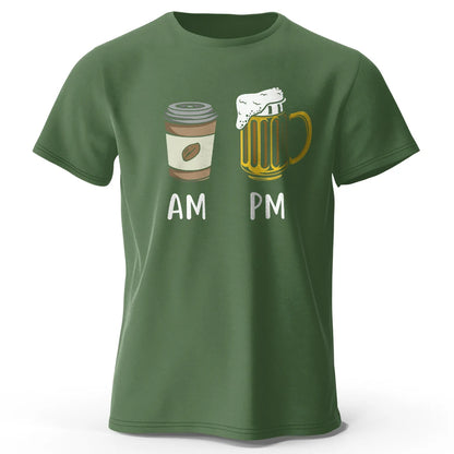 Coffee and Beer Printed Men's T-Shirt 100% Cotton Oversized Funny Graphic Tees for Men Summer Tops