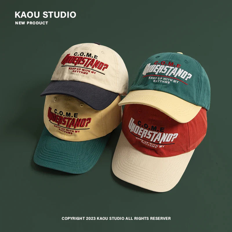 Spring and Summer New Peaked Cap Women's All-Match Embroidery Contrast Color Baseball Cap Men's and Women's Sports Fashion Cap