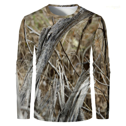 Camouflage Hunting T-Shirt Forest Print Men T Shirt Outdoor Sports Long Sleeve Trip Tactical Training Oversize Top Mens Clothing