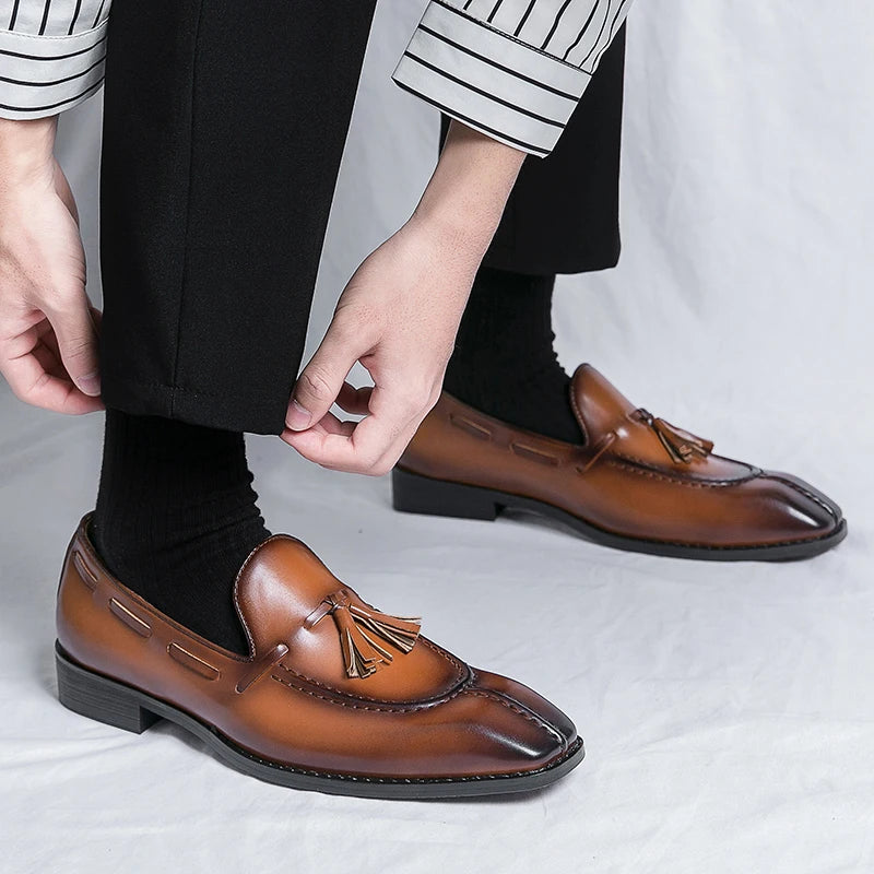 Men's Shoes Luxury Tassel Leather Shoes Formal Shoes for Men Oxfords Male Wedding Party Office Business Slip-On Driving Shoes