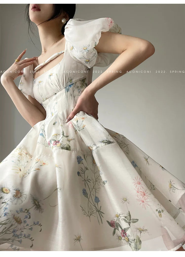 Formal attire Dresses: Women's Dress French Elegant Flower Chiffon Party Evening Dress