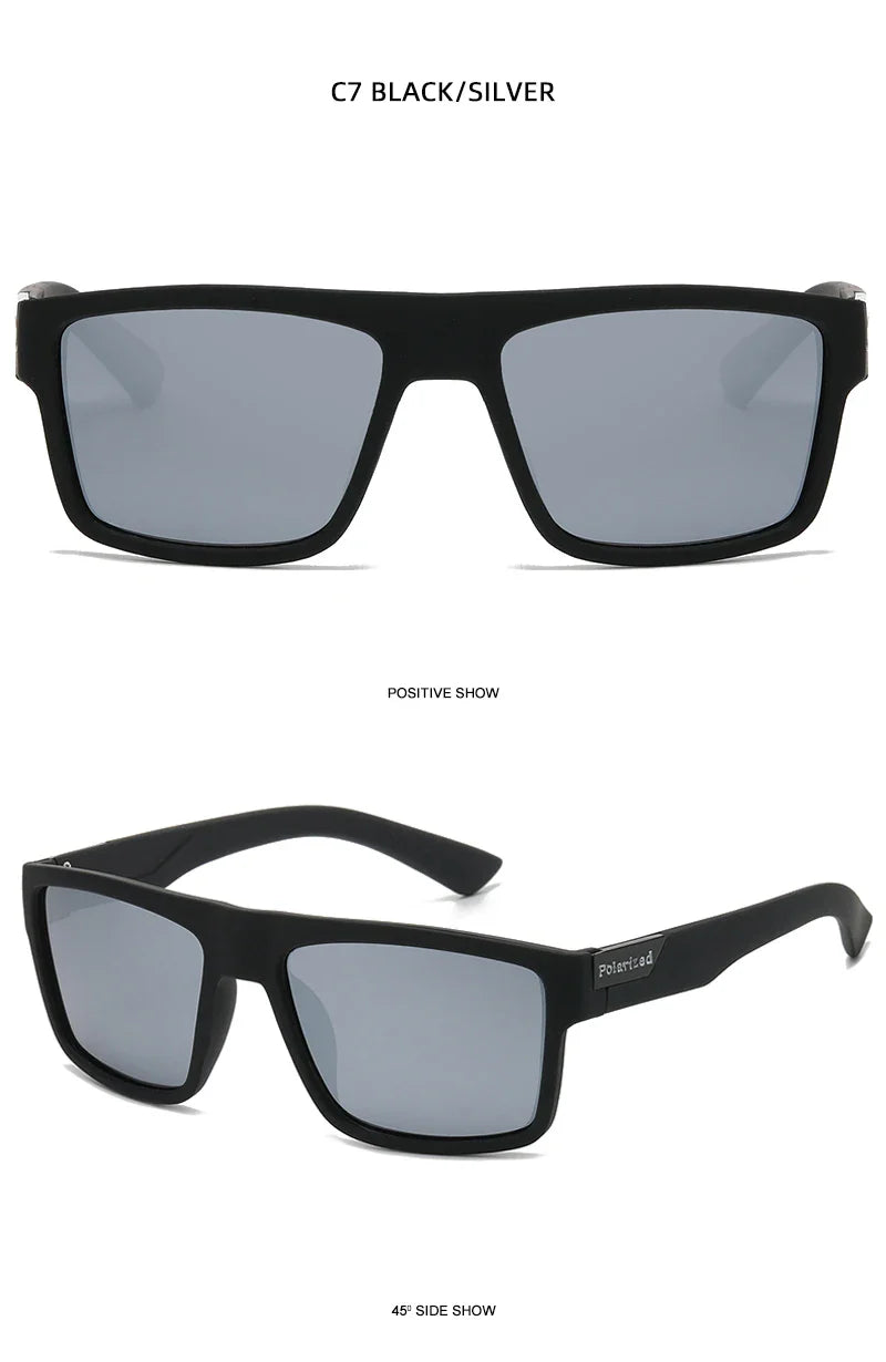Fashion Black Polarized Sunglasses Men Women Classic Square Male Sun Glasses Stylish Outdoor Driving Fishing Sports Shades UV400