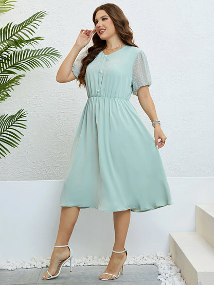 Plus Size Women Clothing Solid Casual Maxi Dresses for Women 2024 Summer Sexy Short Sleeve Loose Dress Beach Large Size Dress