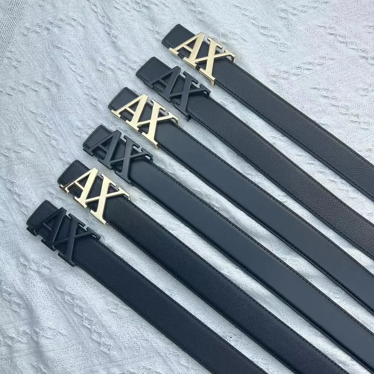 2026 Men's High Quality Belt 3.5cm Waistband with Letter AX Buckle Fashionable PU Leather Simple & Versatile Daily Accessory