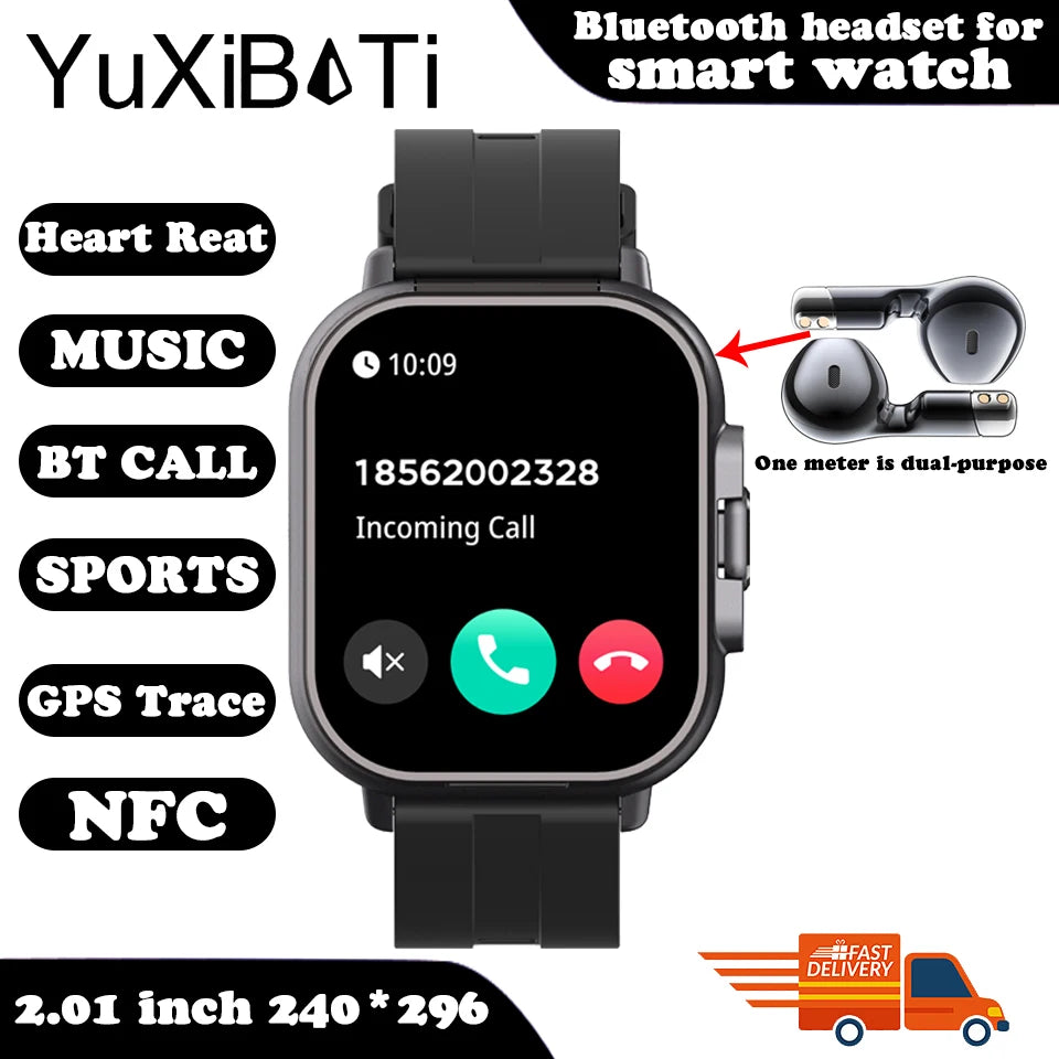 2026 New Smart Watch TWS 2-in-1 Bluetooth Earphones HIFI Sound Quality GPS Heart Rate Bluetooth Call For Men Women Smartwatches