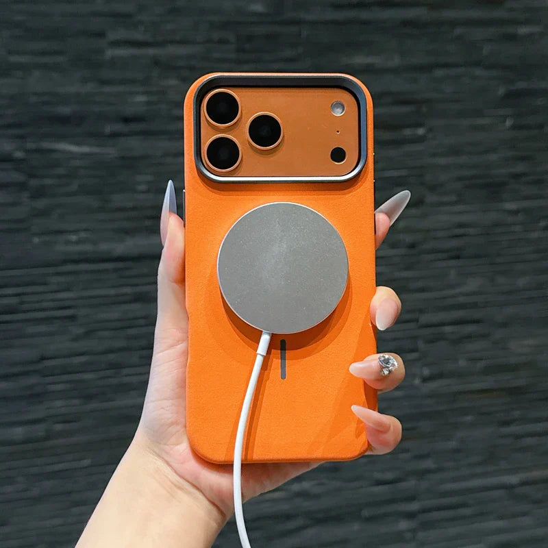 For iPhone 17 Pro Max 17 Air Case Magnetic Elephant Skin Pattern Ultra-thin Metal Lens Protection Wireless Charging Cover