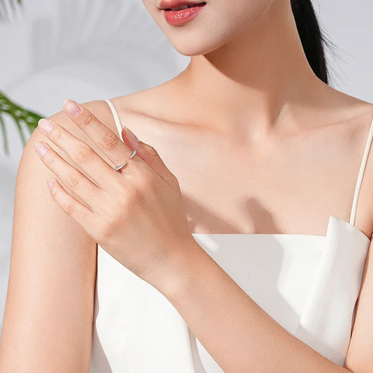 Ailmay 925 Sterling Silver Fashion Open Size Sparkling CZ Index Finger Ring For Women Classic Wedding Engagement Fine Jewelry