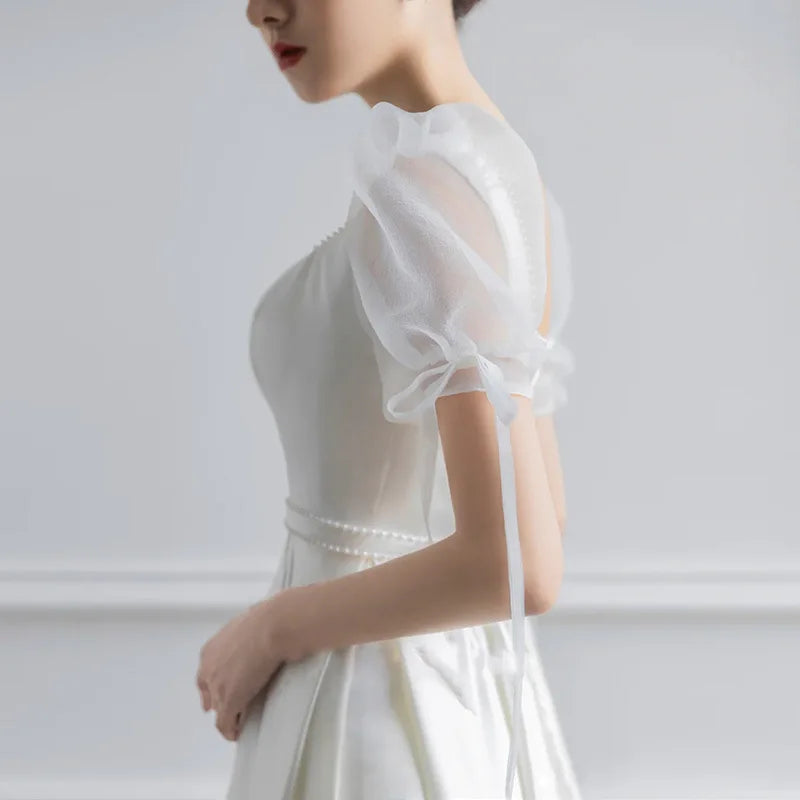 Evening wear Dresses: Elegant Puff Sleeve Evening Formal Dress