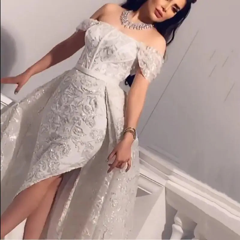 Evening wear Dresses: Strapless Mermaid Floor-Length Short Sleeved of Formal Evening