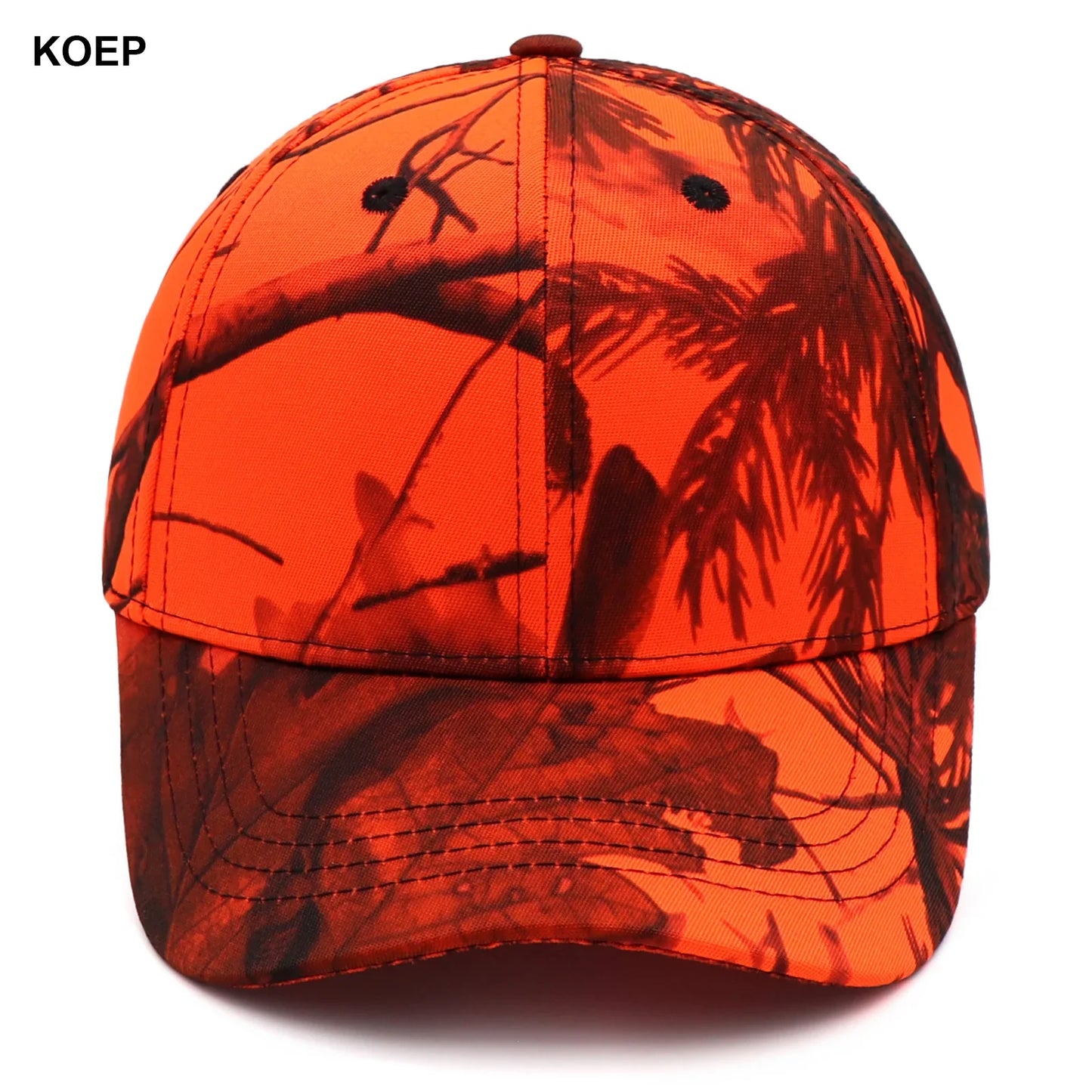 KOEP Jungle Tree Orange Camouflage Cotton Dad Snapback Hat Outdoor Fishing Baseball Cap Bold Fluorescent Orange Camo Hunting Hat