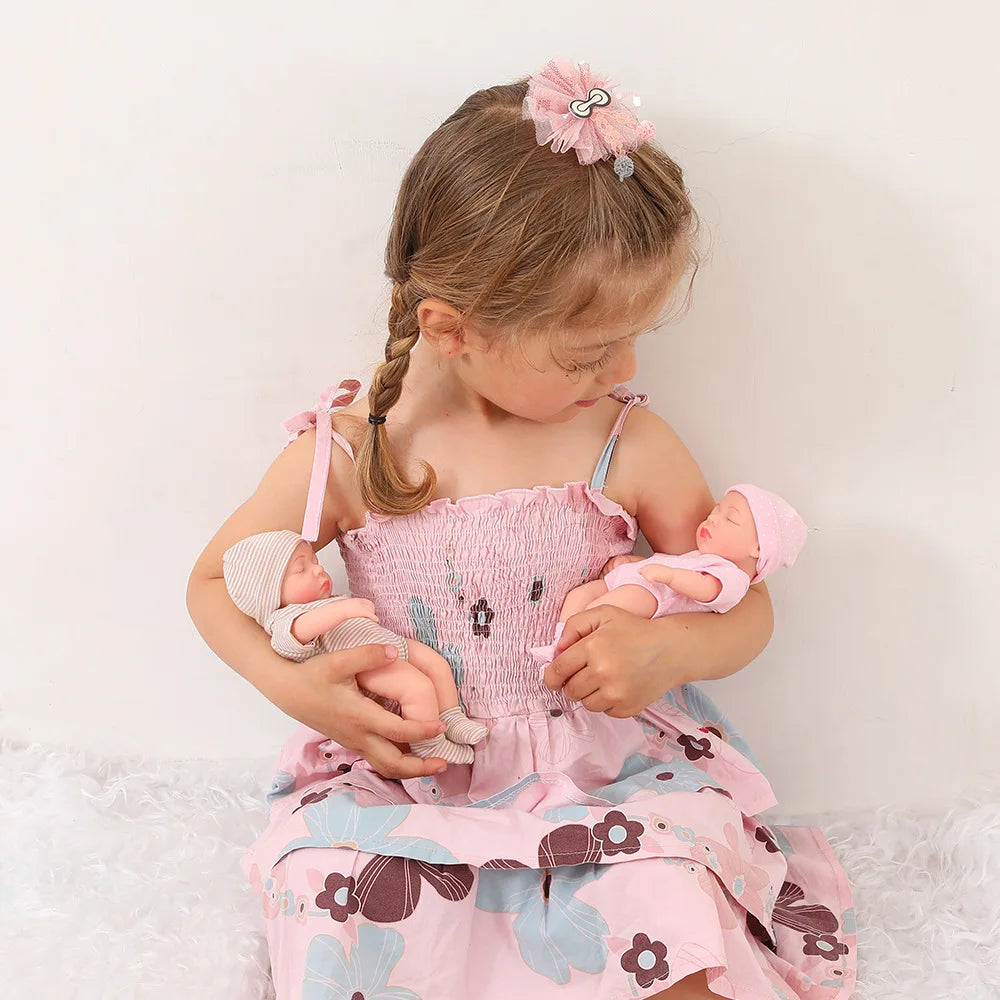20cm Reborn Dolls Silicone Vinyl Baby Doll Cute Mini Bebe Doll Baby Reborn Doll Toys Waterproof Vinyl Doll For Girls Gift