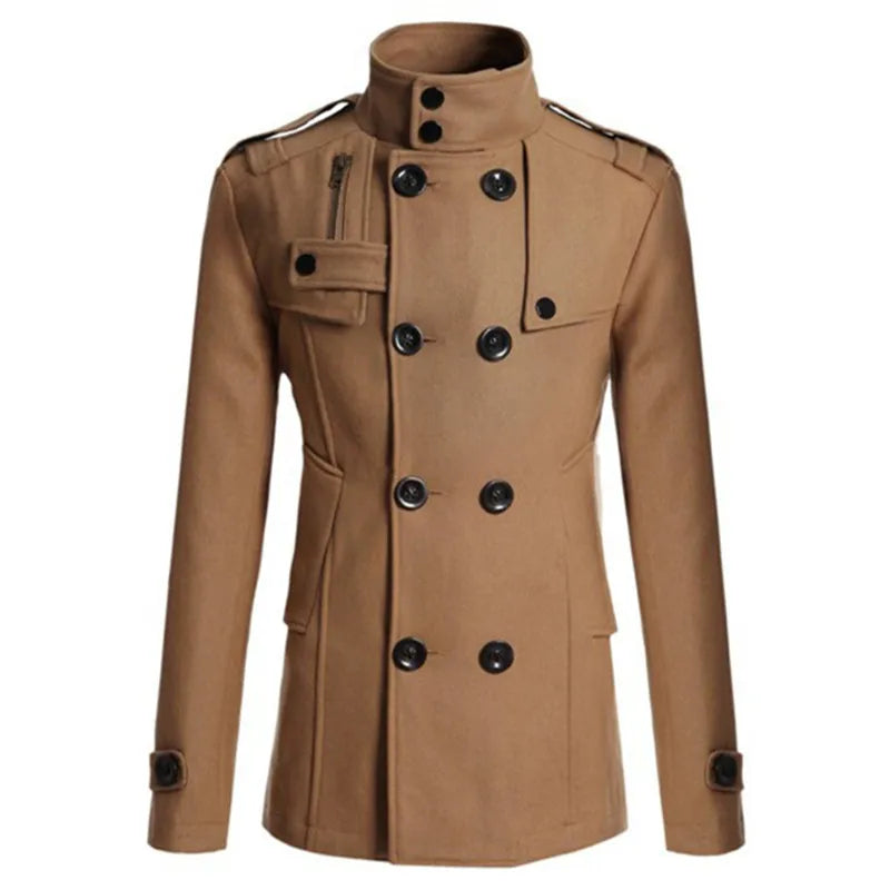 Men's Wool Overcoat Long Suit Men Woolen Windbreaker Man Woollen Coat