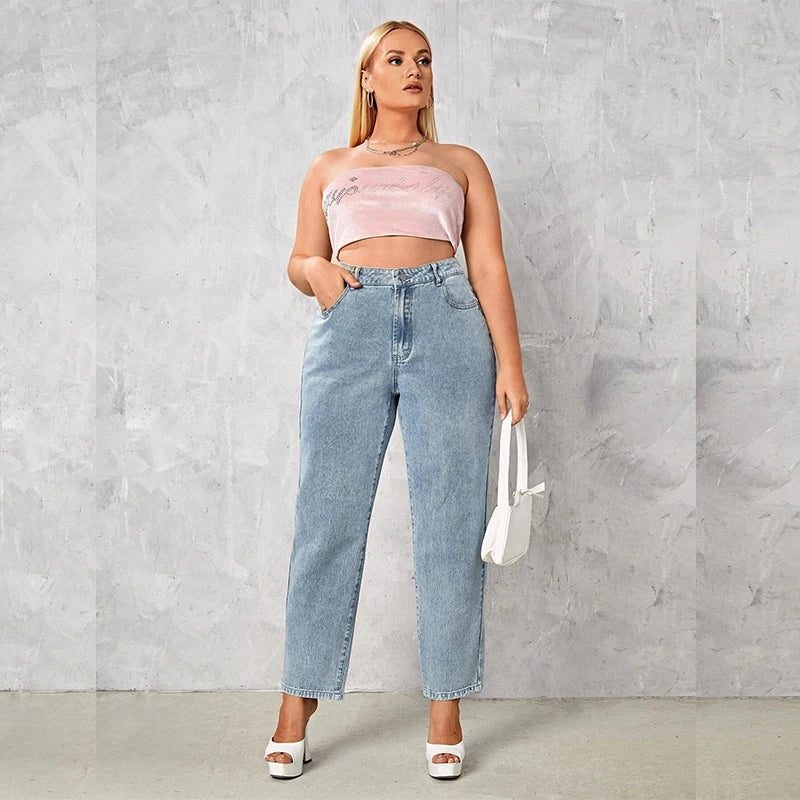 Plus Size Women Jeans Autumn Dark Blue 175cm Tall Stretchy  Denim Pant