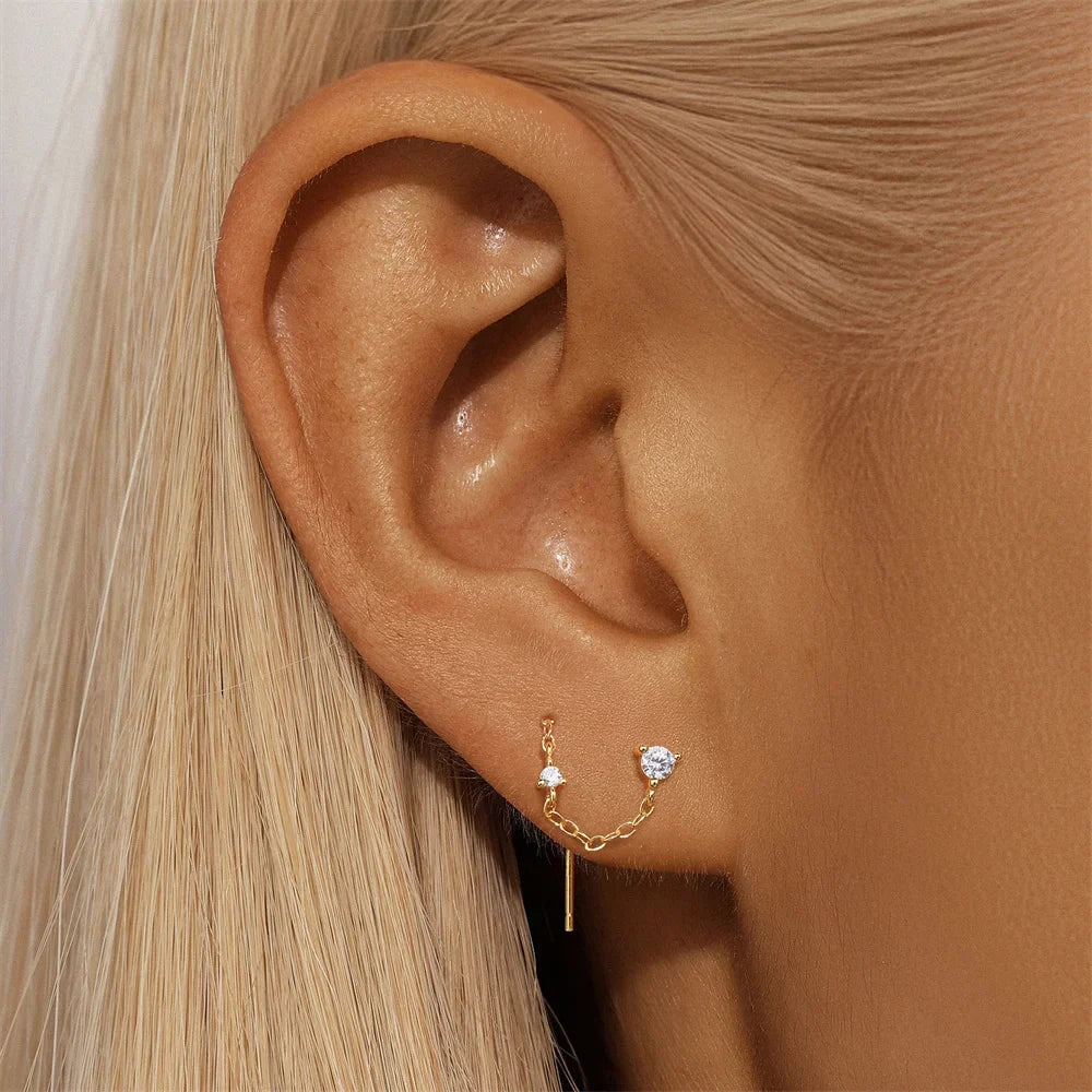 Aide 925 Sterling Silver Long Chain Tassel Baroque Irregular Pearl Dangle Earrings for Women C Shape Earrings Jewelry Pendientes