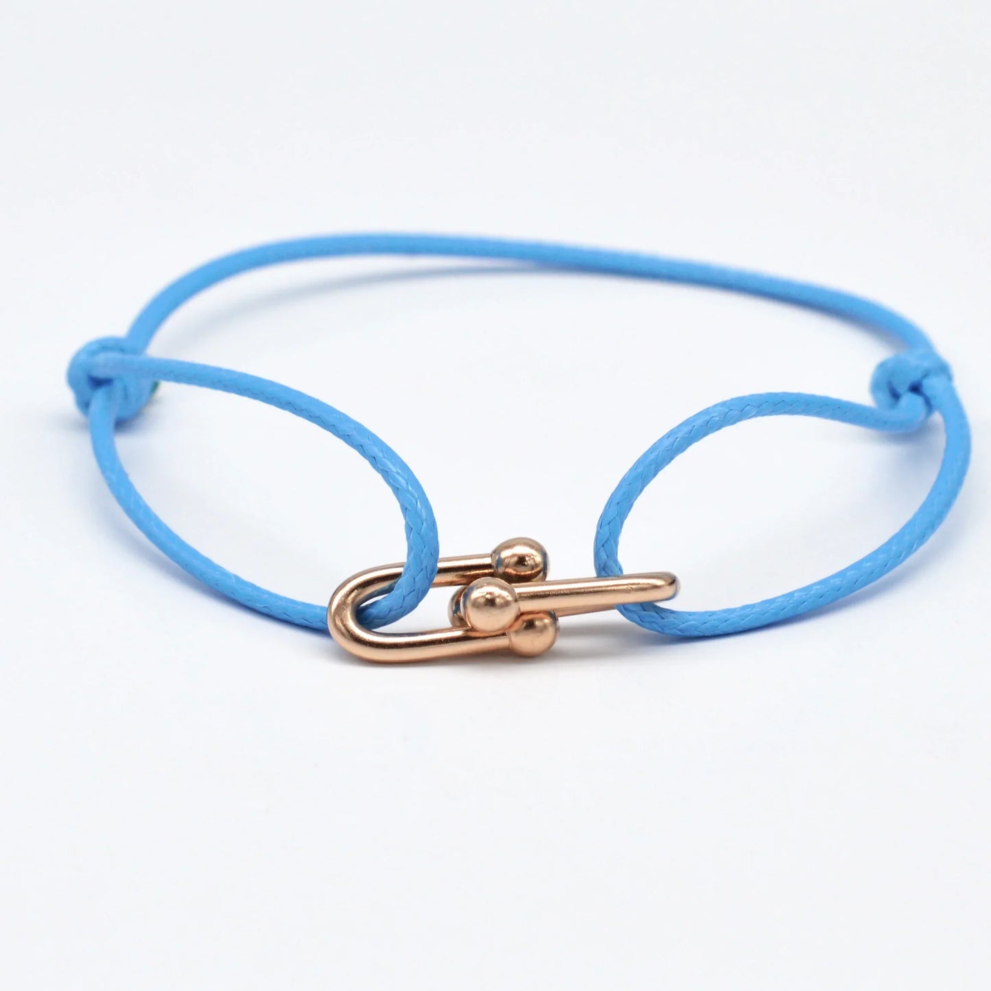 Simple Bamboo Horseshoe Buckle Bracelet Braided Ribbon Adjustable DIY Rope Bracelets Women Men Stainless Steel Jewelry