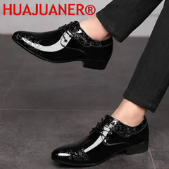 Casual Business Shoes for Men Dress Shoes Lace Up Formal Black Patent Leather