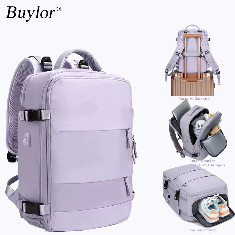 Buylor Travel Backpack for Women 40x25x17 Airplane Cabin Backpack Carry-On Luggage 14inch Laptop Backpack Casual Schoolbackpack