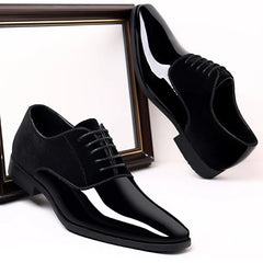 Classic PU Patent Leather Shoes for Men Casual Business Shoes Lace Up