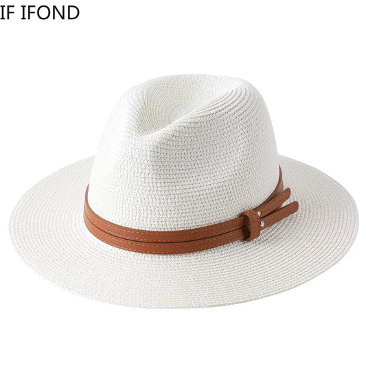 56-58-59-60CM Natural Panama Soft Shaped Straw Hat Summer