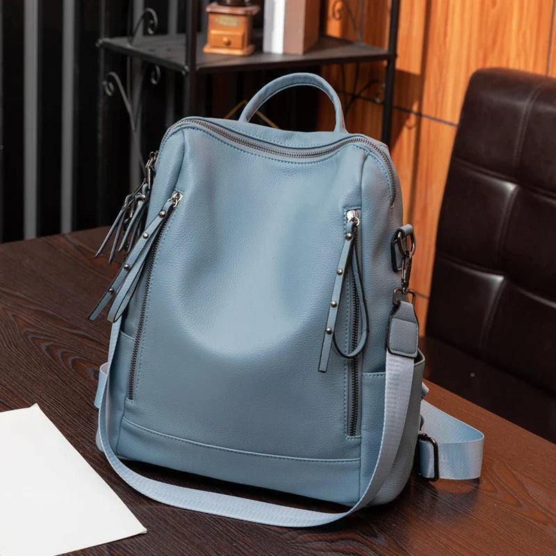 Large capacity retro style soft women's backpack, convertible shoulder bag, perfect for commuting and travel