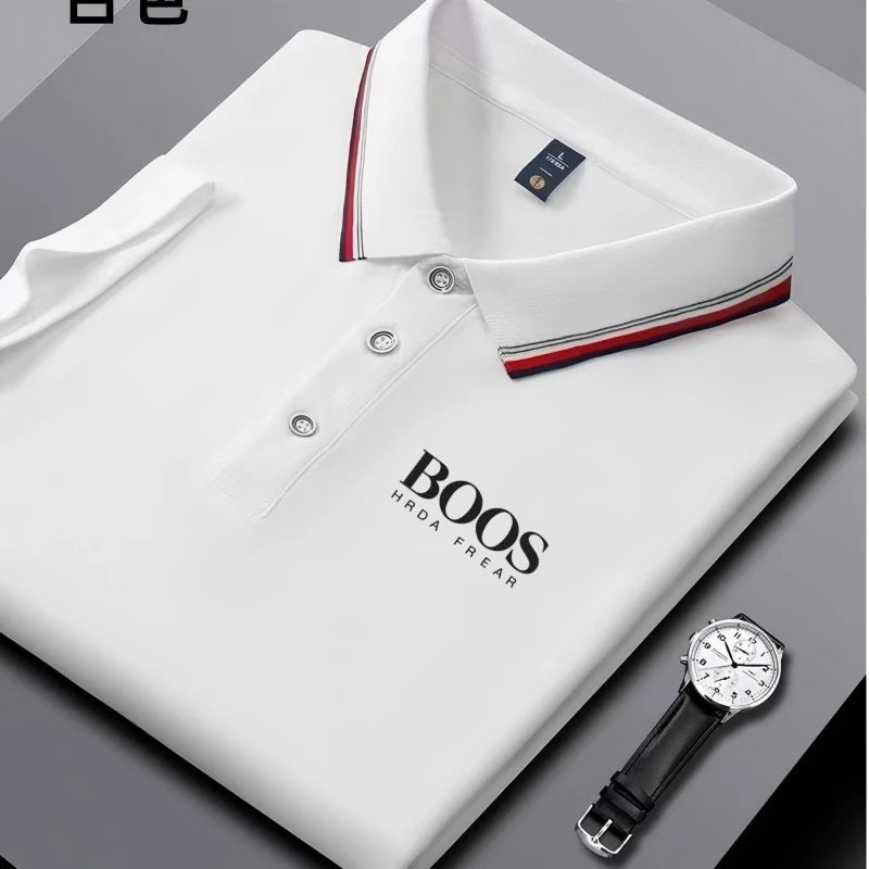 Embroidered New Men's Business Casual Short Sleeved Polo Shirt, Fashionable, Breathable, Comfortable and Versatile Top