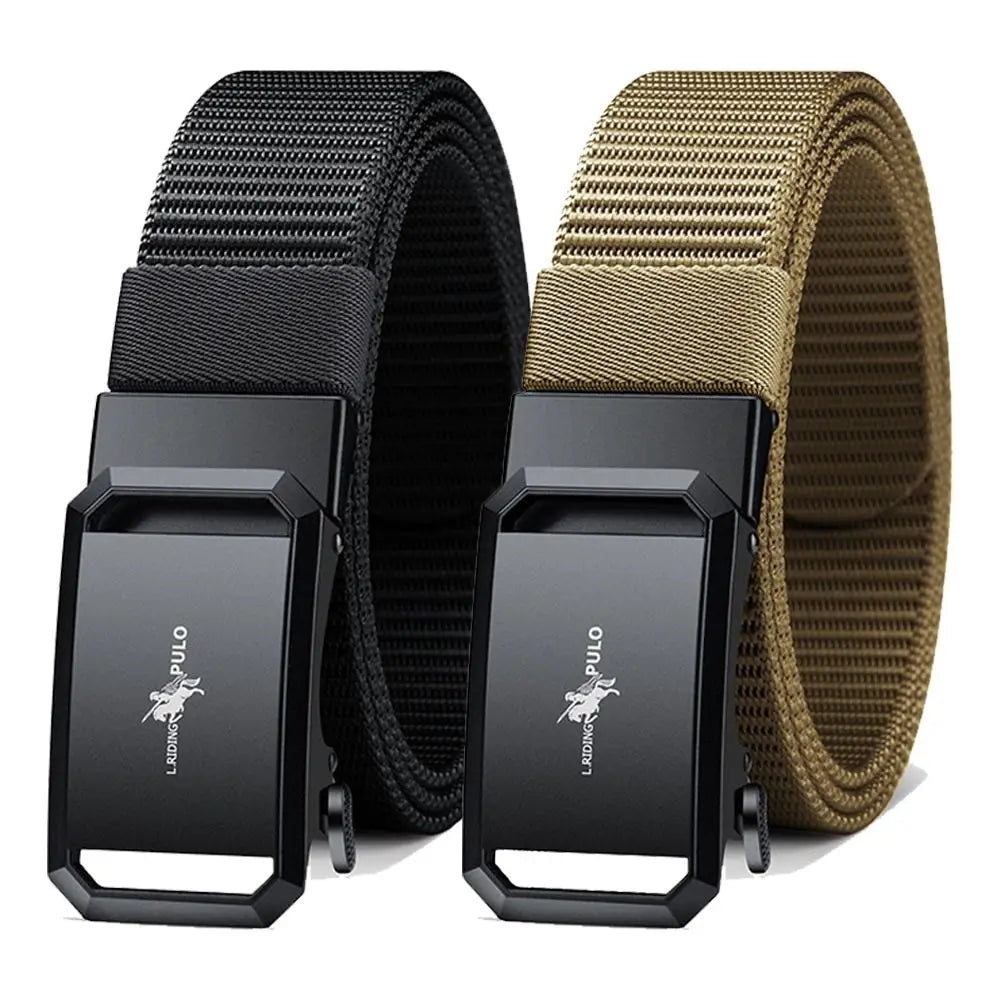 Men Business Belt Luxury Brand Quality Nylon Canvas Belt Black Automatic Buckle Belt Casual Simple Wild Style Trendy Jeans Belt