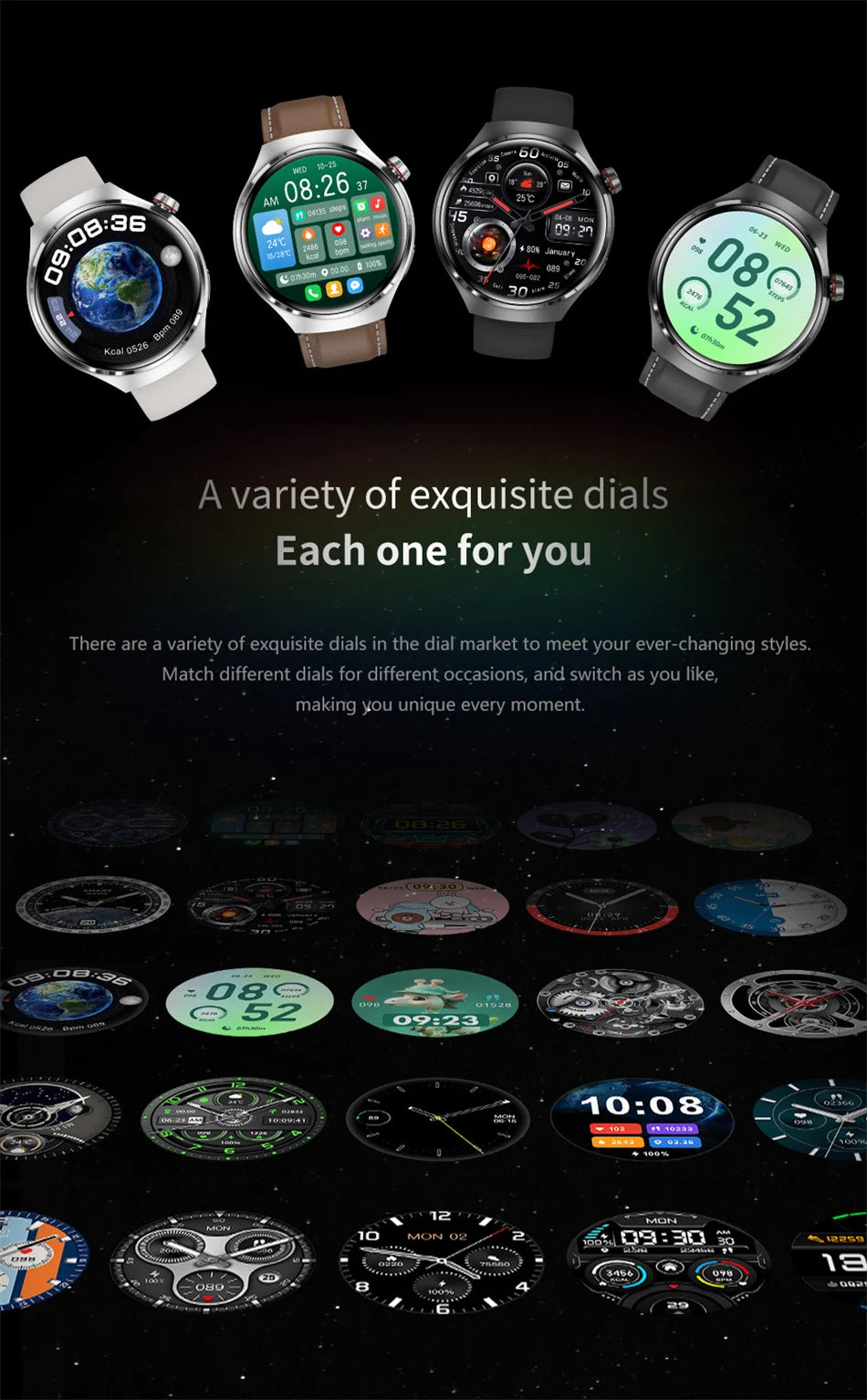 2025 New Watch 4 Pro GPS NFC Smart Watch Men 360*360 AMOLED Screen Heart Rate Bluetooth Call Waterproof Sports Man Smartwatch