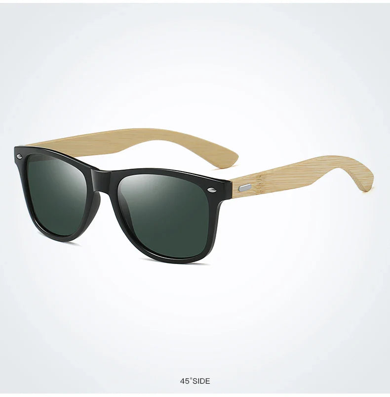 Fashion Bamboo Wood Vintage Square Sunglasses Men Women Luxury Brand Designer Sun Glasses Wooden Driving Fishing Eyewear