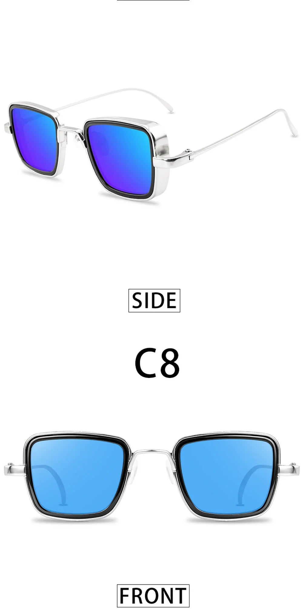 Stylish Retro Brand Shades Men Women Sun Glasses UV400 Square Vintage Metal Steampunk Sunglasses