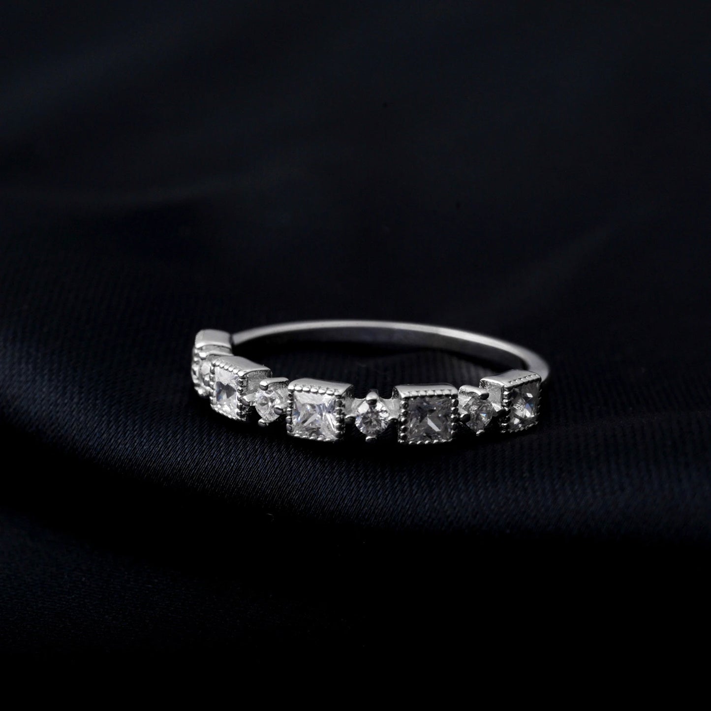 4 Pcs 925 Sterling Silver Wedding Band Solitaire Eternity Stacking Rings for Women