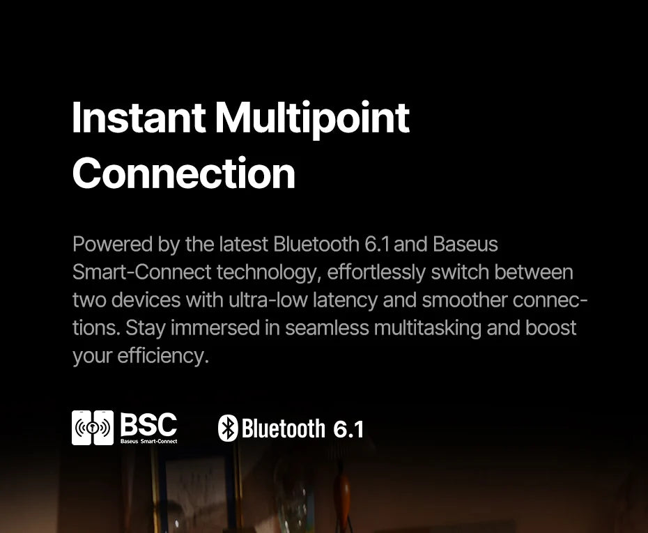 Baseus Inspire XH1 Sound by Bose ANC Wireless Headphone Bluetooth 6.1 48dB Adaptive Noise Cancellation Headset Hi-Res LDAC 100Hr
