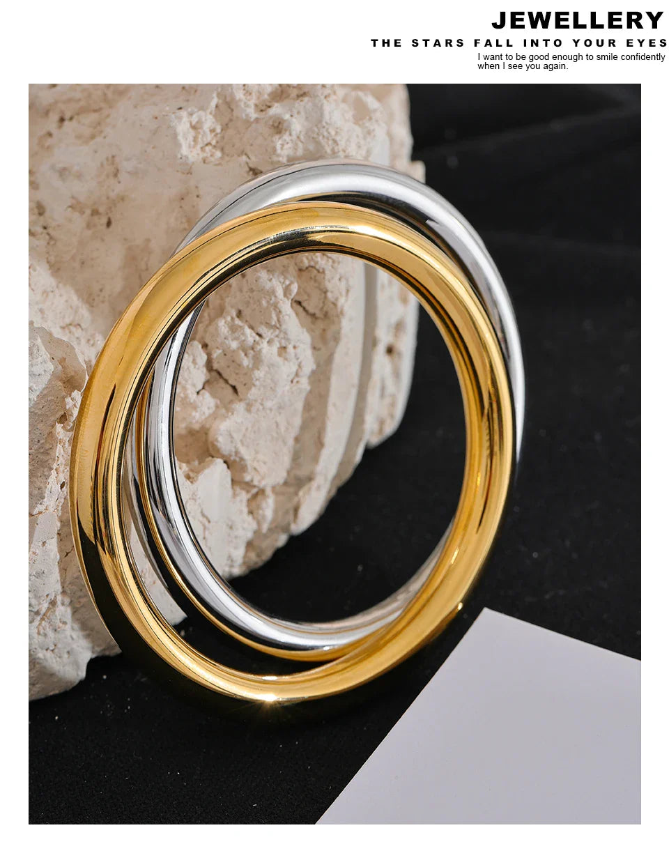 Yhpup 65mm Polished Textured Waterproof Stainless Steel Big Bracelet Bangle Statement Glossy Minimalist Jewelry High Quality