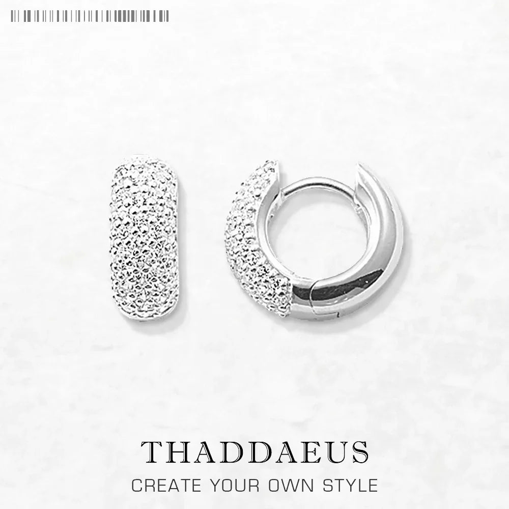 White Creole Hinged Hoop Earrings Pave Europe Glam Fine Jewerly For Women Gift In Solid 925 Sterling Silver