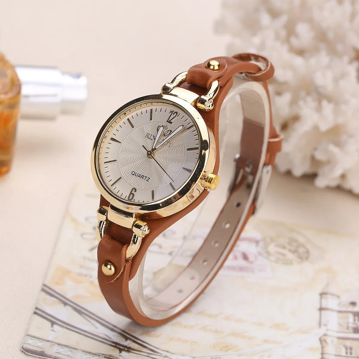 Women's Fashionable Minimalist Luxurious Quartz Watch Leather Dial