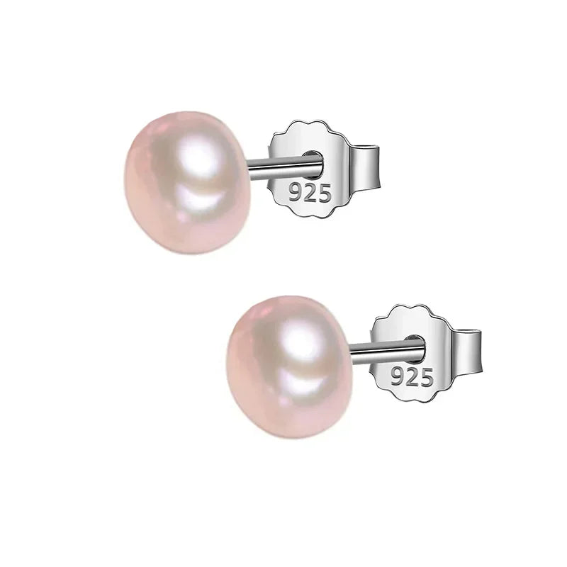 Trustdavis Authentic 925 Sterling Silver Sweet Irregular Pearl Stud Earrings For Women Wedding Party FIne Jewelry DA1224
