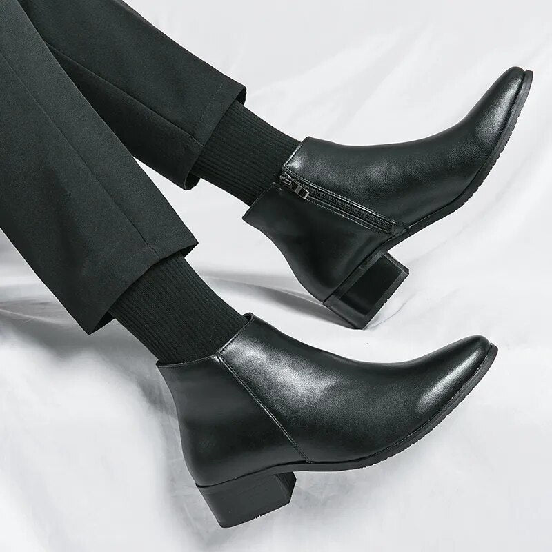 Fashion Men Military Boots Stylish Male Shoes High Heels Men Casual Leather Boots