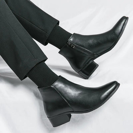 Fashion Men Military Boots Stylish Male Shoes High Heels Men Casual Leather Boots