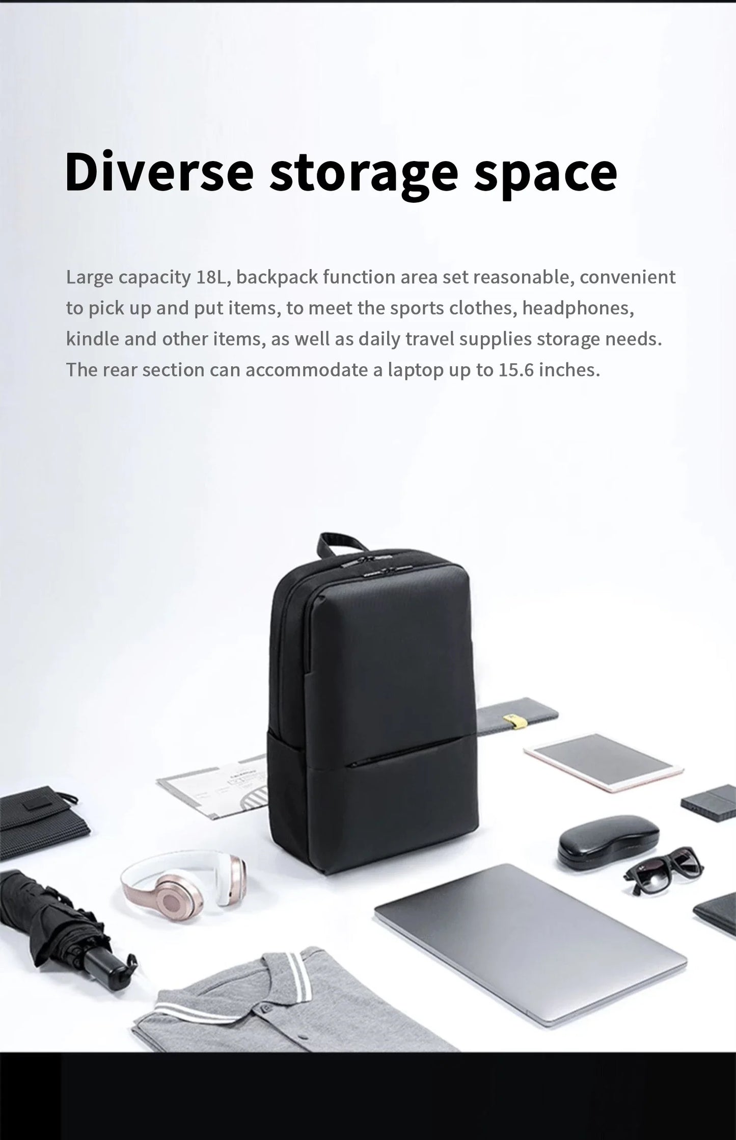 Xiaomi classic business backpack fashion laptop bag for men and women travel large capacity backpack.