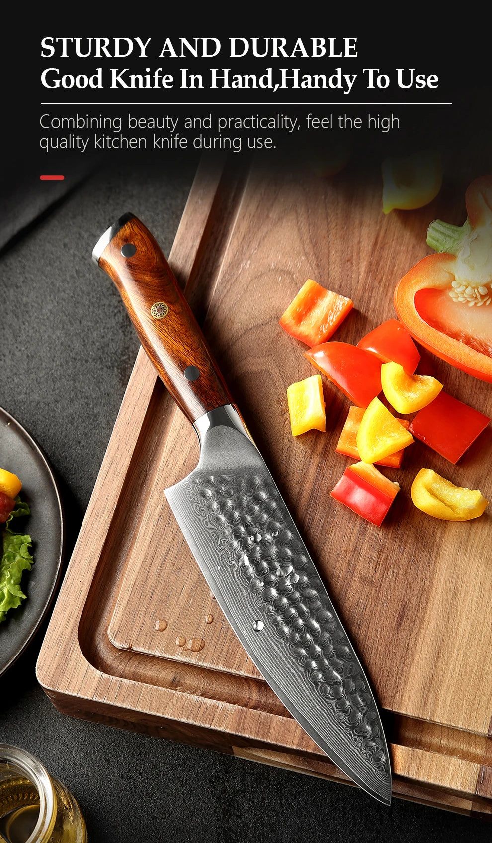 6.5" Chef Knives Japanese VG10 Damascus Steel Sushi Chef Knife Kitchen