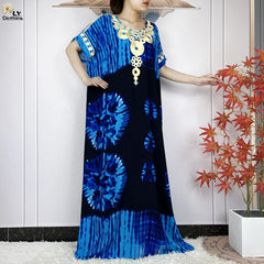 Abaya African Women Dashiki 100% Cotton Floral Casual Dress