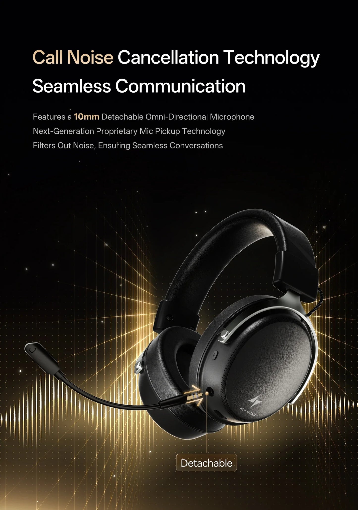 ATK M1 Game Headset Three Mode Wireless Headworn PS5  PC Gaming Headset Microphone Virtual 7.1 Surround Noise Reduction Headset