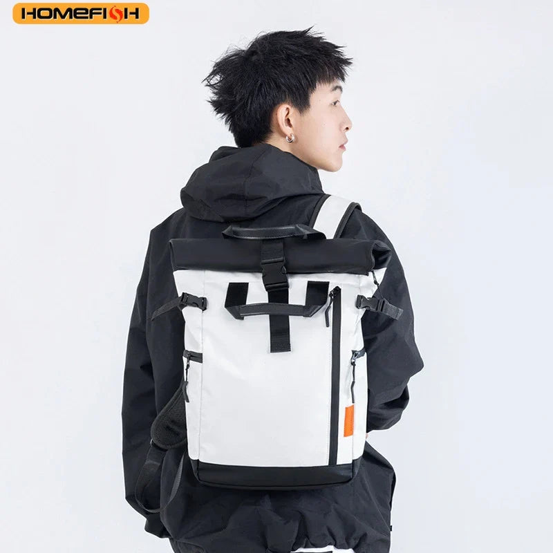 HOMEFISH Men's Travel Bag Laptop Computer Backpack Outdoor Waterproof Camping Hiking School Bag College Business Rucksack