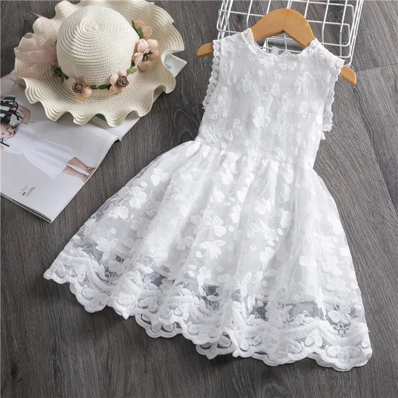Kids Dresses For Girls Flower Lace Tulle Dress Wedding Little Girl Ceremony Party