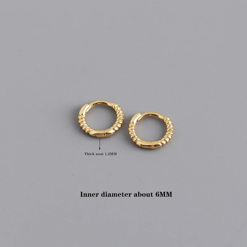WANTME 925 Sterling Silver Fashion Piercing Charm Twist Huggies Hoop Earrings for Women Rock Gothic Unisex Jewelry Ear Buckles