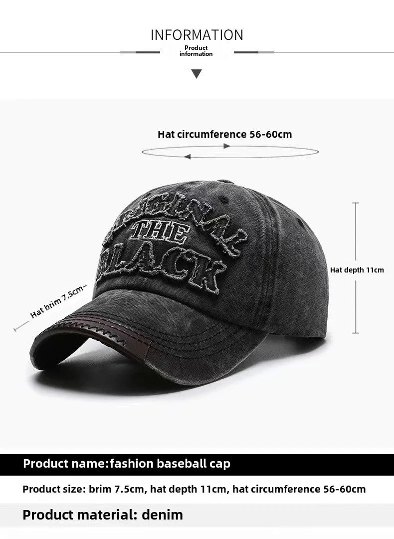 Hat Men's  Washed  Denim Cap Korean Version Outdoor Sunscreen  Casual Versatile Street Spring and Autumn Shade Baseball Cap