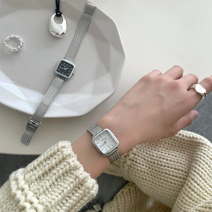 Brand Simple Quartz Watch for Women Retro Luxury Gift Ladies Watches Small Dial Adjustable Stainless Steel Strap Wristwatches